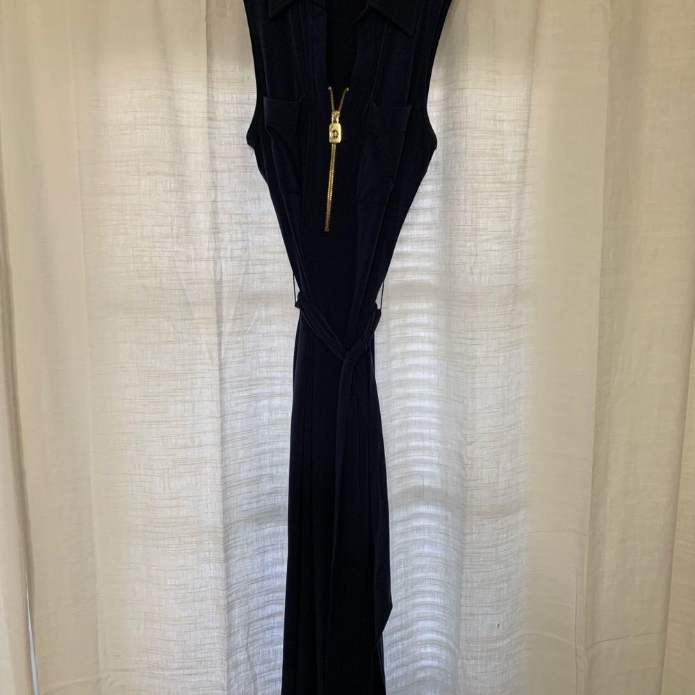 Michael Kors Black Maxi Dress with Gold Zipper